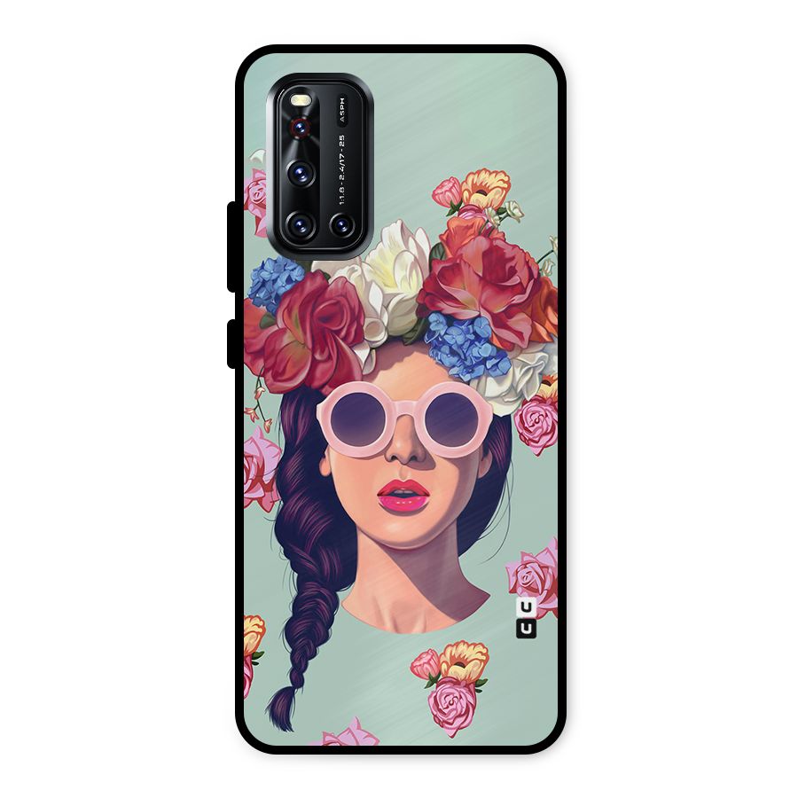 Pretty Girl Florals Illustration Art Metal Back Case for Vivo V19