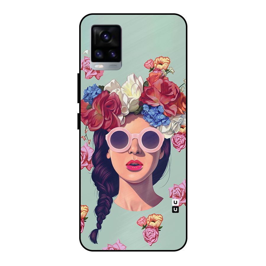Pretty Girl Florals Illustration Art Metal Back Case for Vivo V20