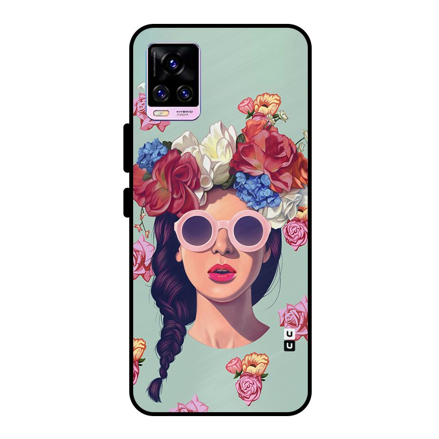 Pretty Girl Florals Illustration Art Metal Back Case for Vivo V20 Pro