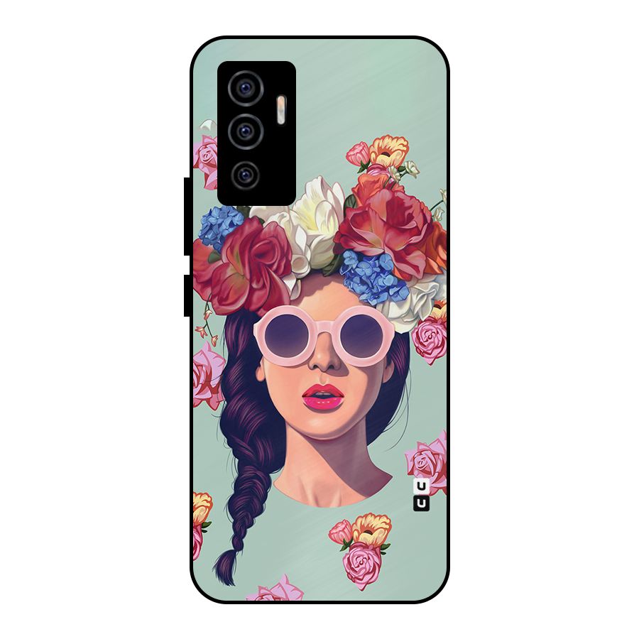 Pretty Girl Florals Illustration Art Metal Back Case for Vivo V23e