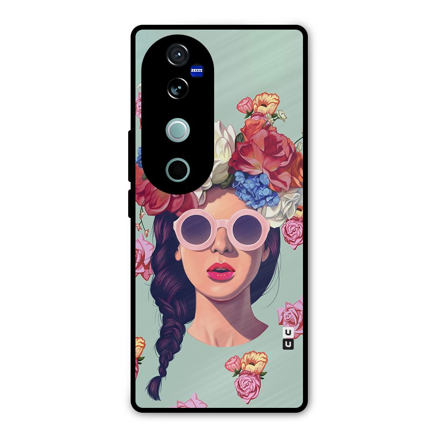 Pretty Girl Florals Illustration Art Metal Back Case for Vivo V40