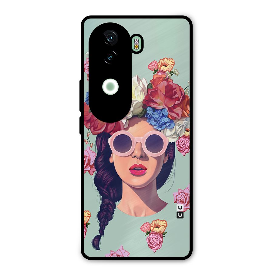Pretty Girl Florals Illustration Art Metal Back Case for Vivo V40e