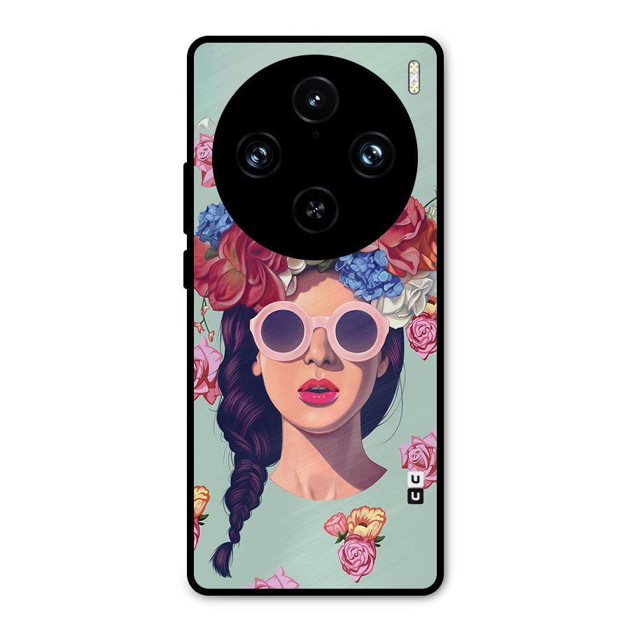 Pretty Girl Florals Illustration Art Metal Back Case for Vivo X100 Pro