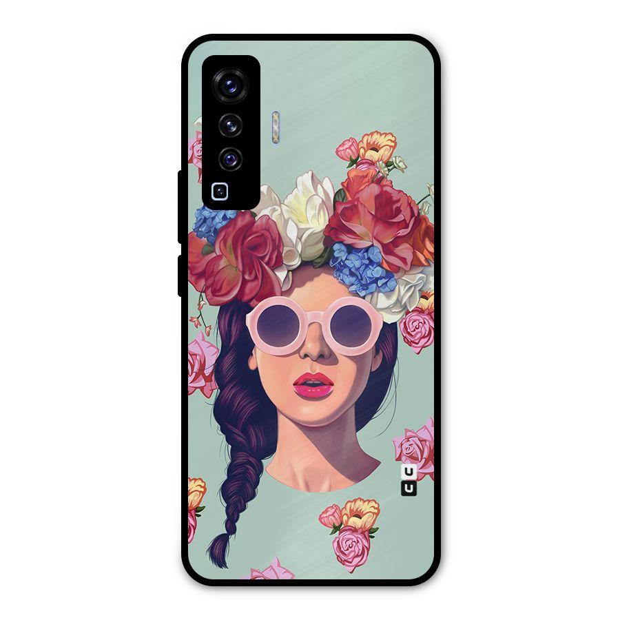 Pretty Girl Florals Illustration Art Metal Back Case for Vivo X50