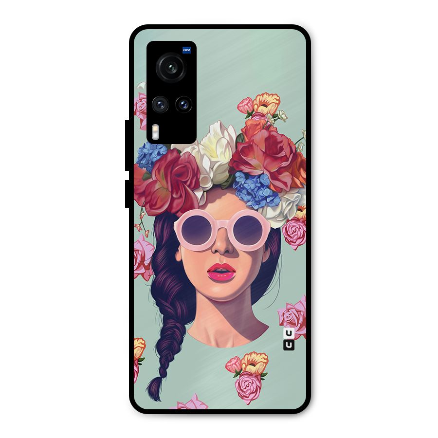 Pretty Girl Florals Illustration Art Metal Back Case for Vivo X60