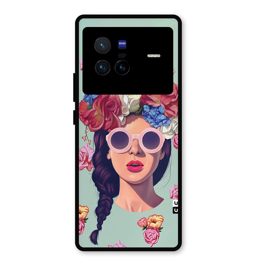 Pretty Girl Florals Illustration Art Metal Back Case for Vivo X80
