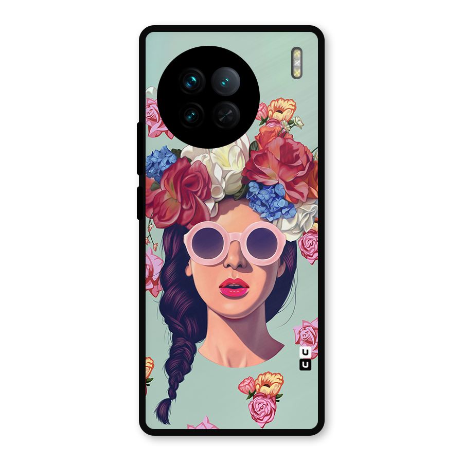 Pretty Girl Florals Illustration Art Metal Back Case for Vivo X90