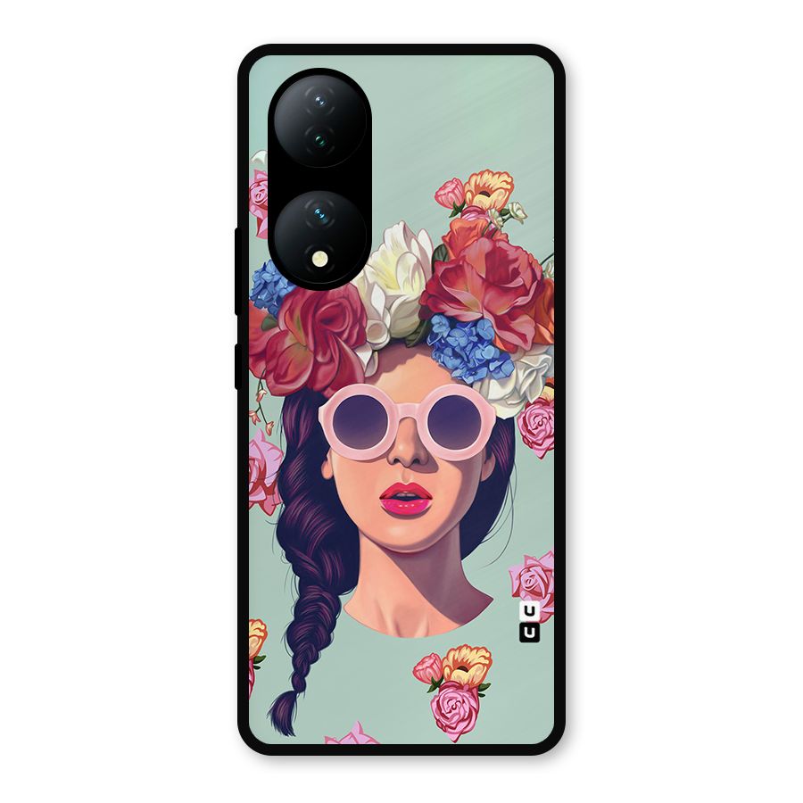 Pretty Girl Florals Illustration Art Metal Back Case for Vivo Y100a