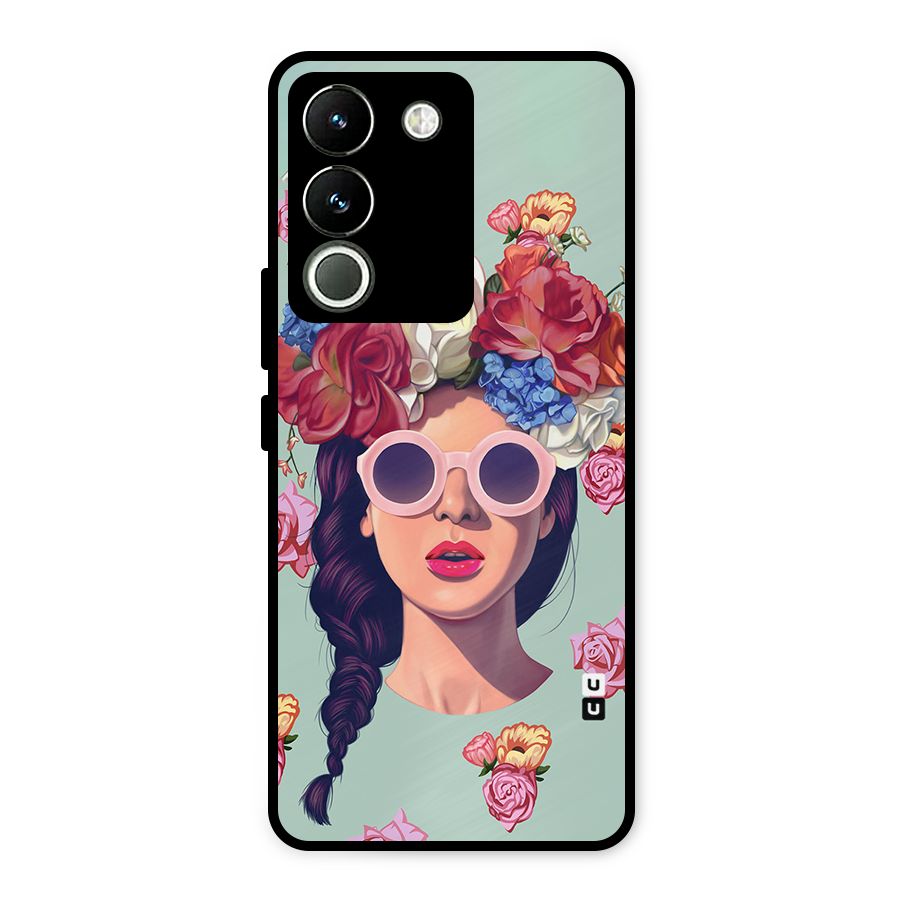 Pretty Girl Florals Illustration Art Metal Back Case for Vivo Y200