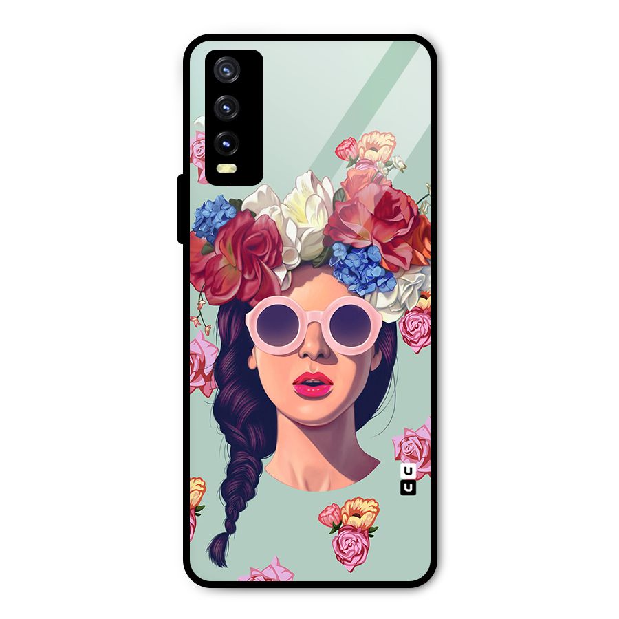 Pretty Girl Florals Illustration Art Metal Back Case for Vivo Y20g