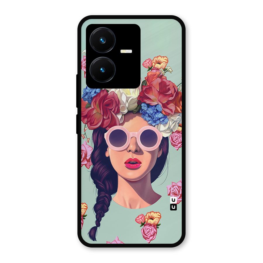 Pretty Girl Florals Illustration Art Metal Back Case for Vivo Y22