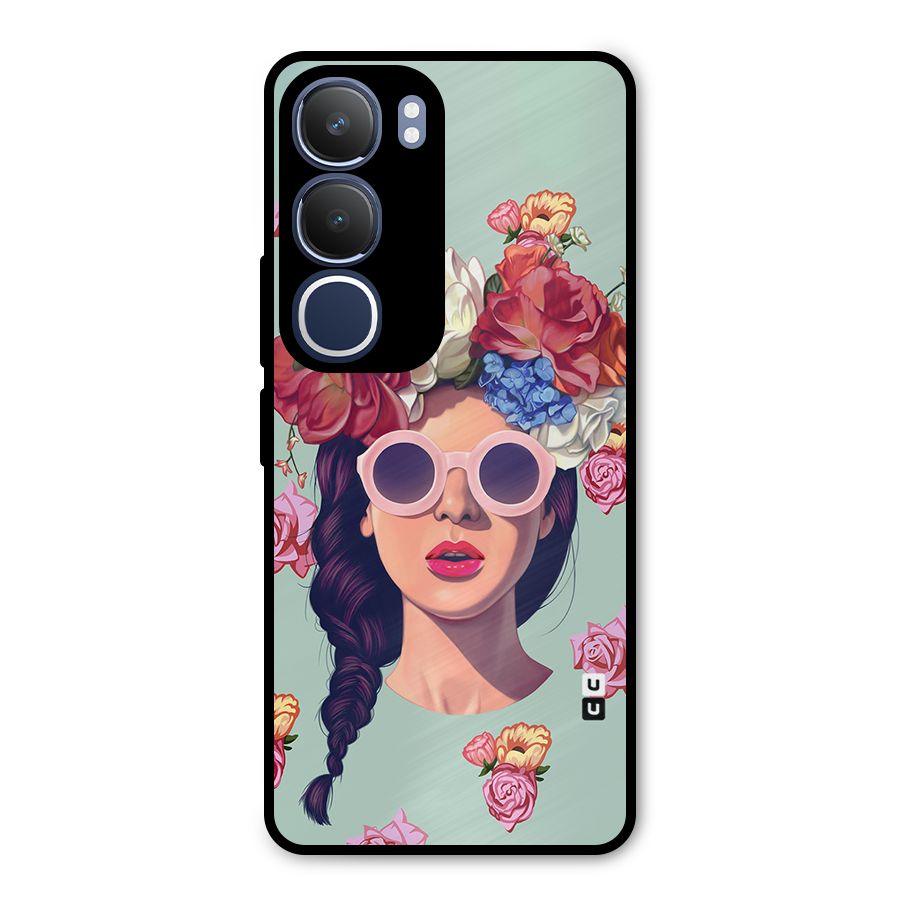 Pretty Girl Florals Illustration Art Metal Back Case for Vivo Y29