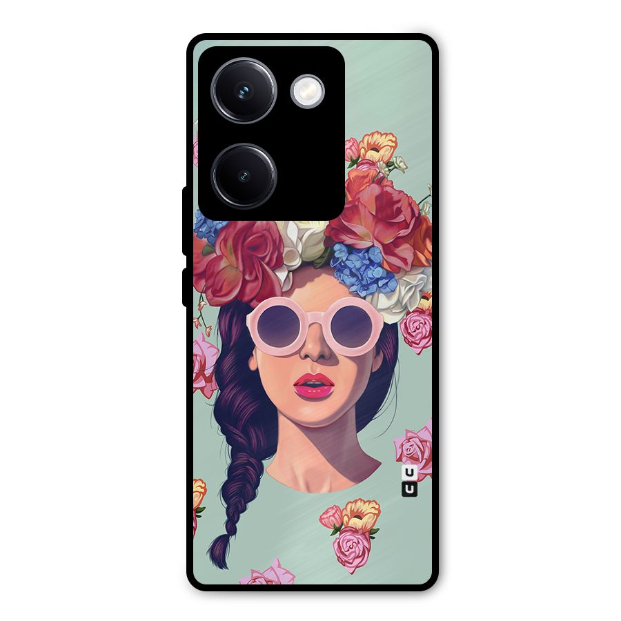 Pretty Girl Florals Illustration Art Metal Back Case for Vivo Y300 Plus