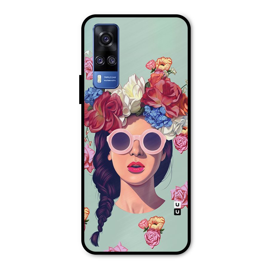 Pretty Girl Florals Illustration Art Metal Back Case for Vivo Y31