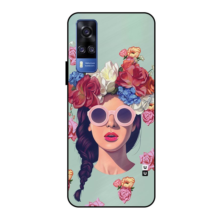 Pretty Girl Florals Illustration Art Metal Back Case for Vivo Y51
