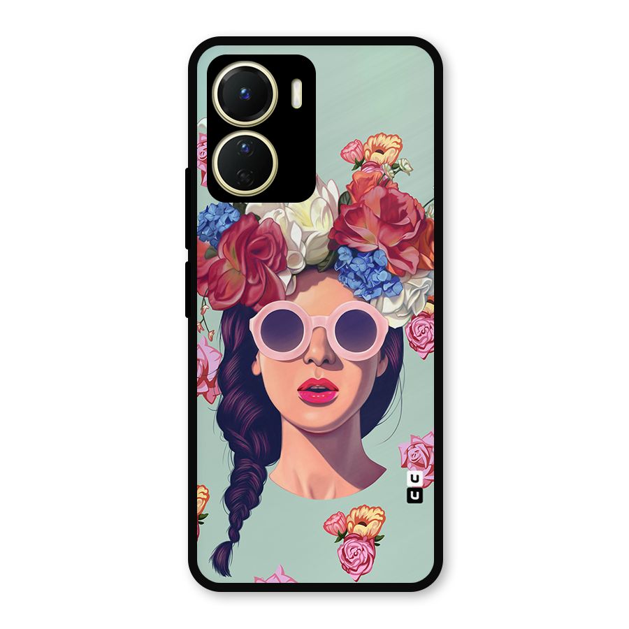 Pretty Girl Florals Illustration Art Metal Back Case for Vivo Y56