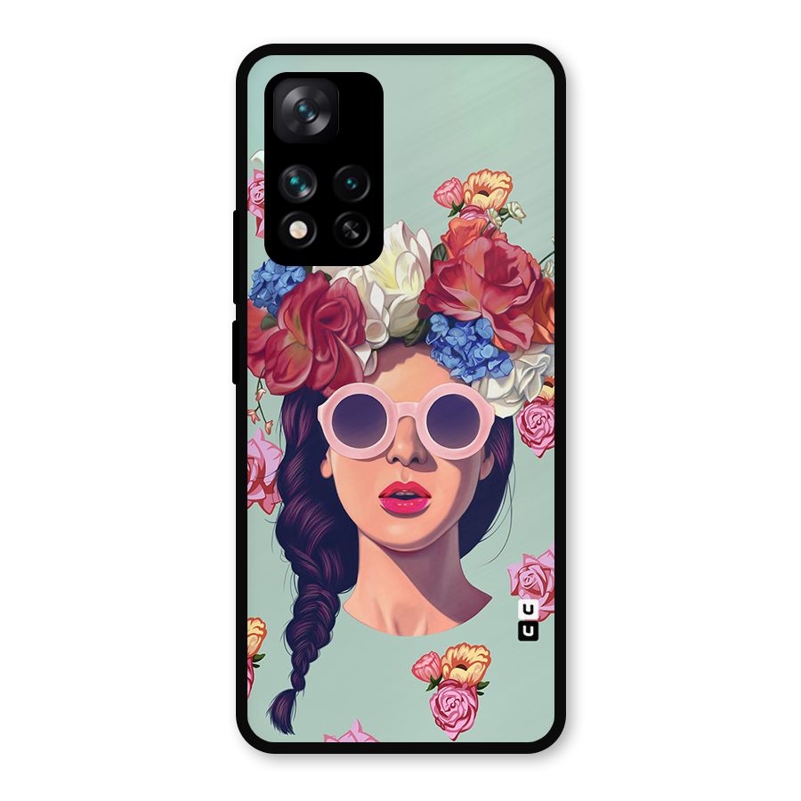 Pretty Girl Florals Illustration Art Metal Back Case for Xiaomi 11i Hypercharge 5G