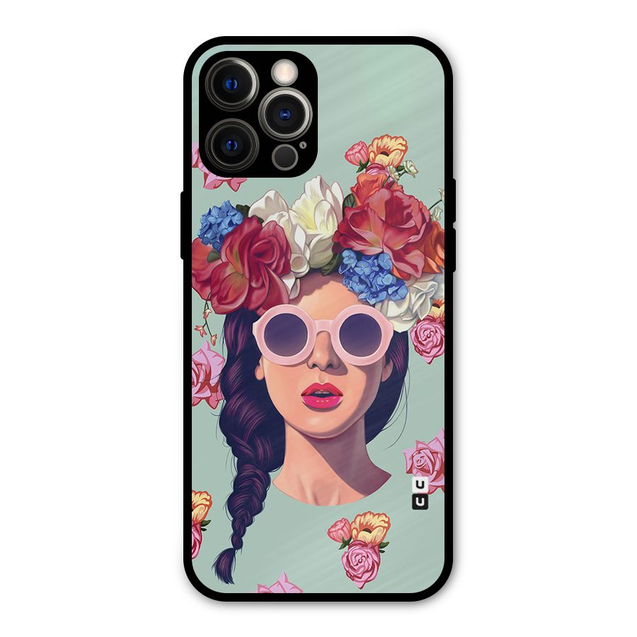 Pretty Girl Florals Illustration Art Metal Back Case for iPhone 12 Pro Max