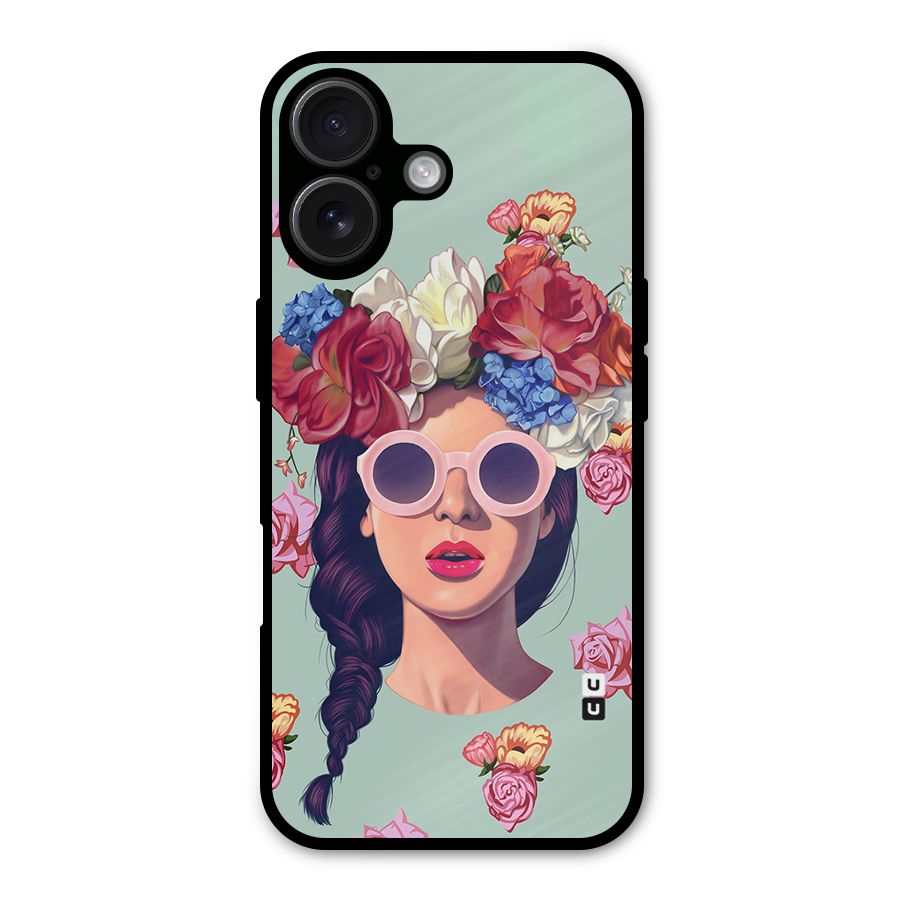 Pretty Girl Florals Illustration Art Metal Back Case for iPhone 16
