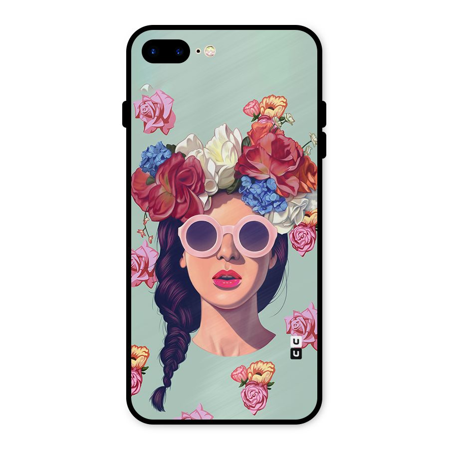 Pretty Girl Florals Illustration Art Metal Back Case for iPhone 8 Plus
