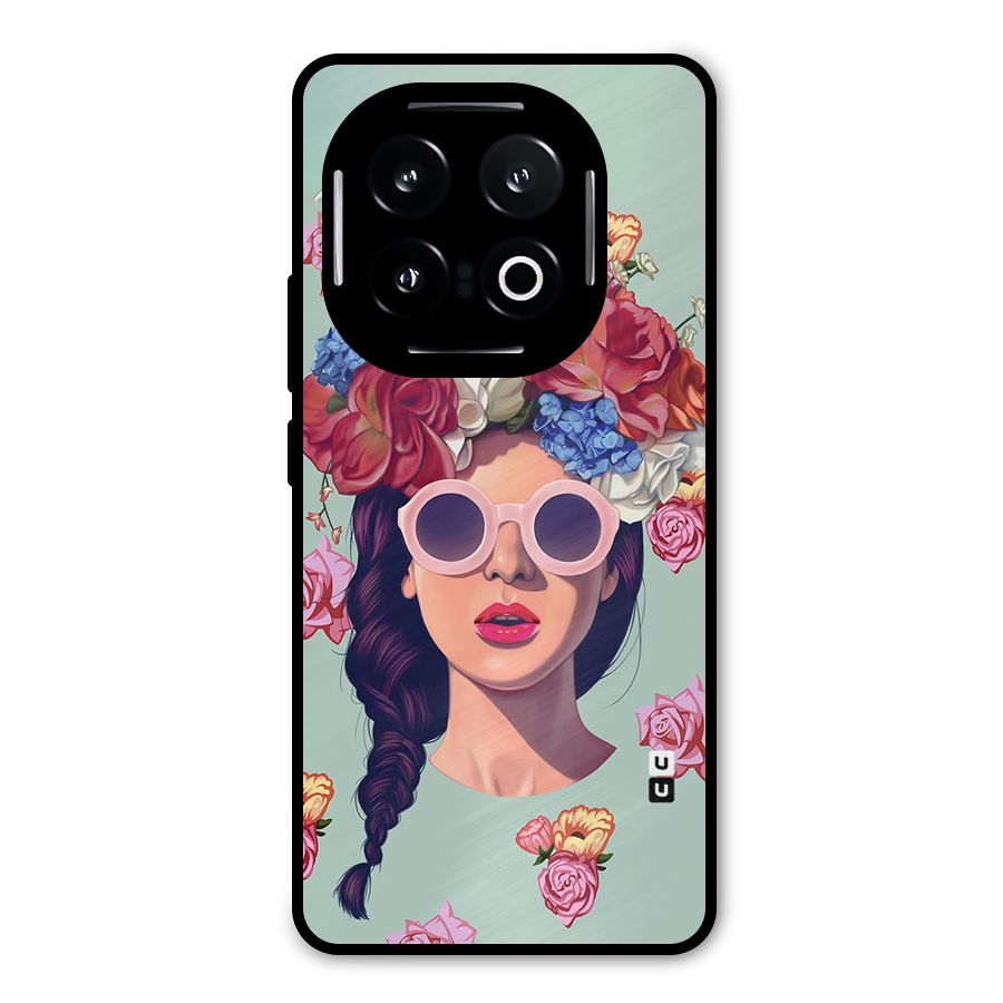 Pretty Girl Florals Illustration Art Metal Back Case for iQOO 13