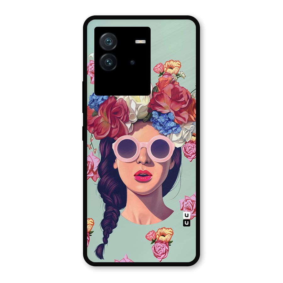 Pretty Girl Florals Illustration Art Metal Back Case for iQOO Neo 6 5G