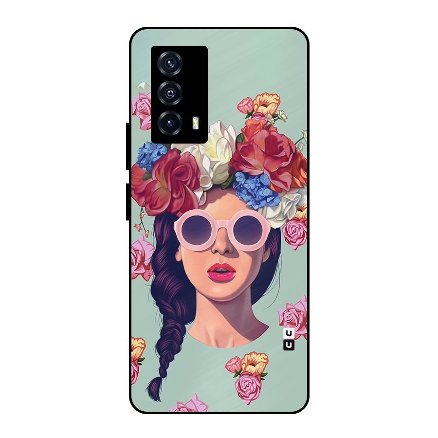Pretty Girl Florals Illustration Art Metal Back Case for iQOO Z5