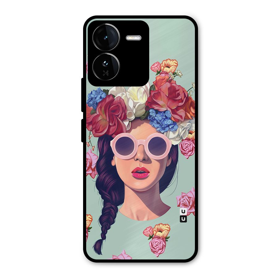 Pretty Girl Florals Illustration Art Metal Back Case for iQOO Z9