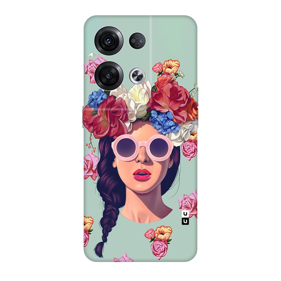 Pretty Girl Florals Illustration Art Original Polycarbonate Back Case for Oppo Reno8 Pro 5G