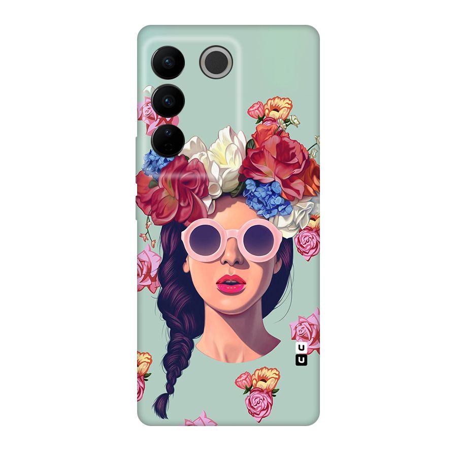 Pretty Girl Florals Illustration Art Original Polycarbonate Back Case for Vivo V27
