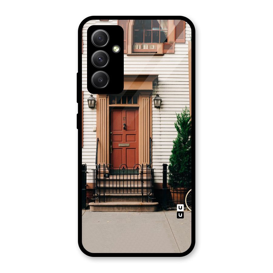 Pretty Orange Door Glass Back Case for Galaxy A34
