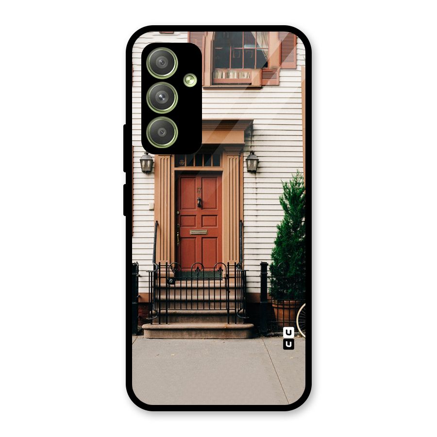 Pretty Orange Door Glass Back Case for Galaxy A54