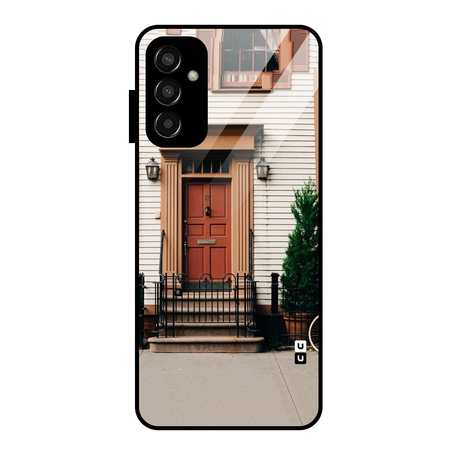 Pretty Orange Door Glass Back Case for Galaxy F13
