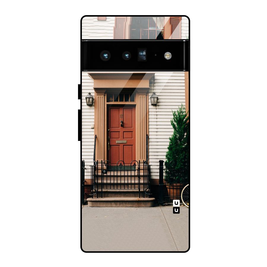 Pretty Orange Door Glass Back Case for Google Pixel 6 Pro