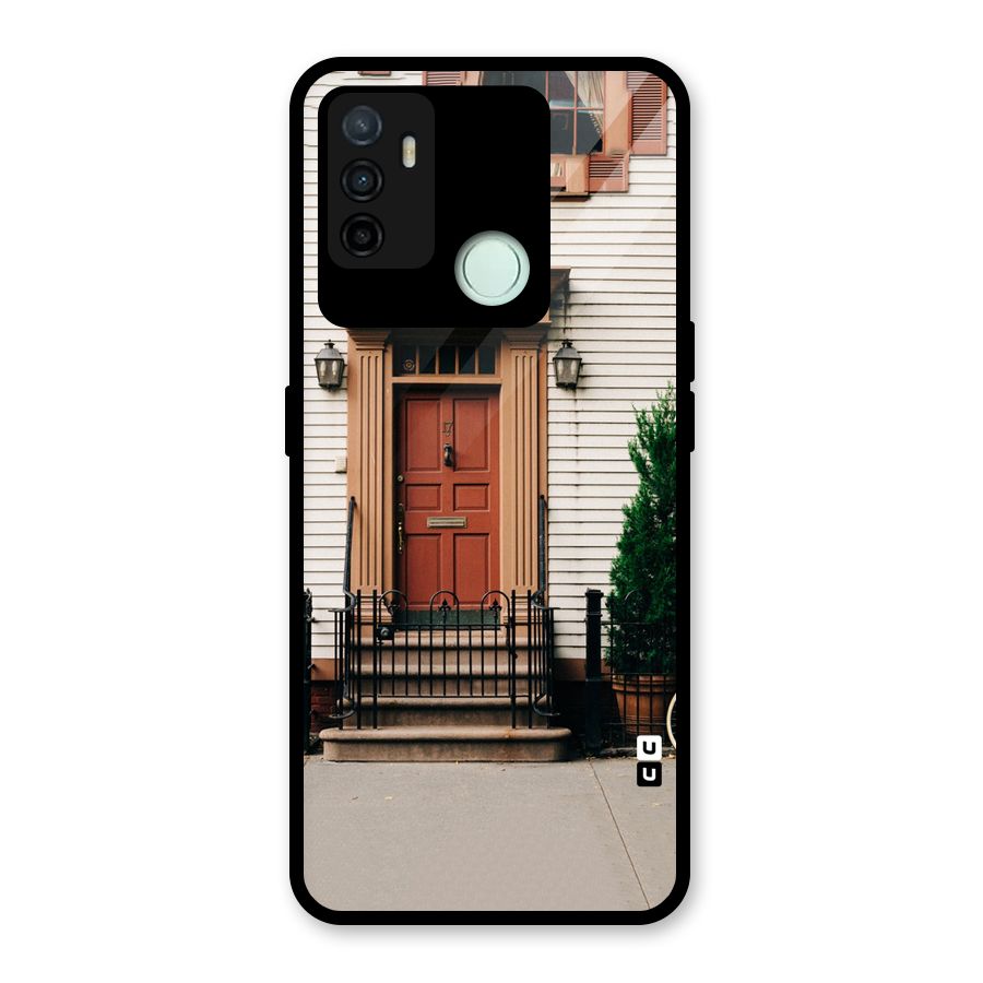 Pretty Orange Door Glass Back Case for Oppo A53