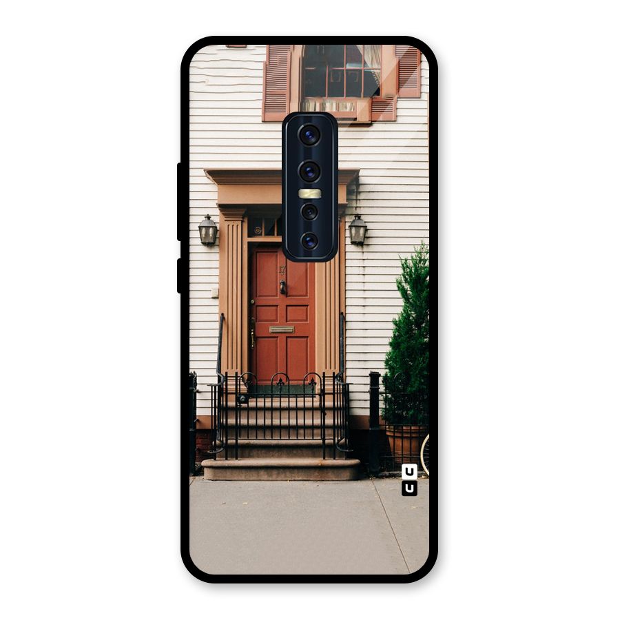 Pretty Orange Door Glass Back Case for Vivo V17 Pro
