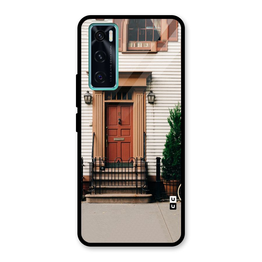 Pretty Orange Door Glass Back Case for Vivo V20 SE