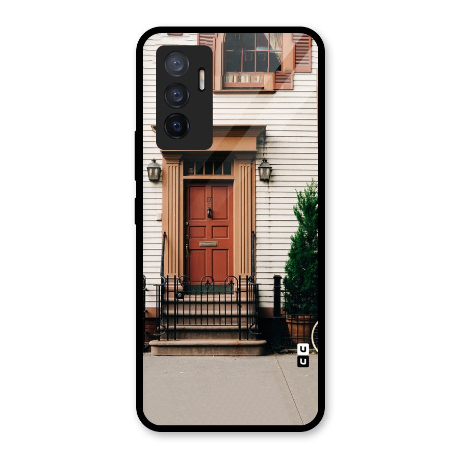 Pretty Orange Door Glass Back Case for Vivo V23e