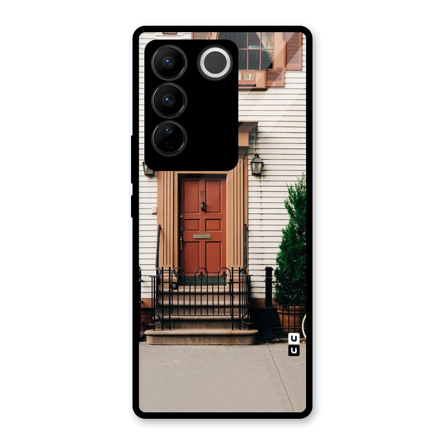 Pretty Orange Door Glass Back Case for Vivo V27