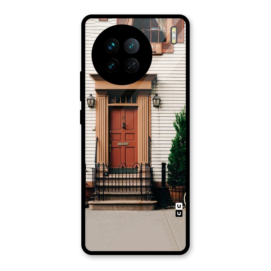Pretty Orange Door Glass Back Case for Vivo X90