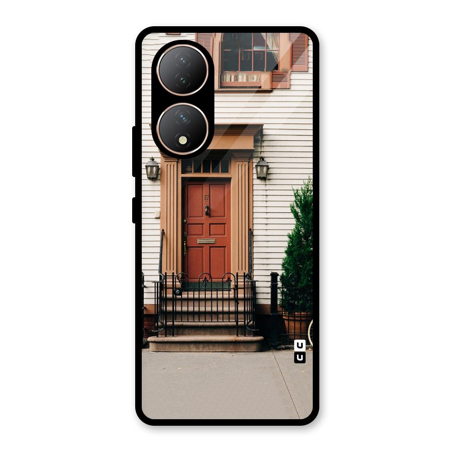 Pretty Orange Door Glass Back Case for Vivo Y100A