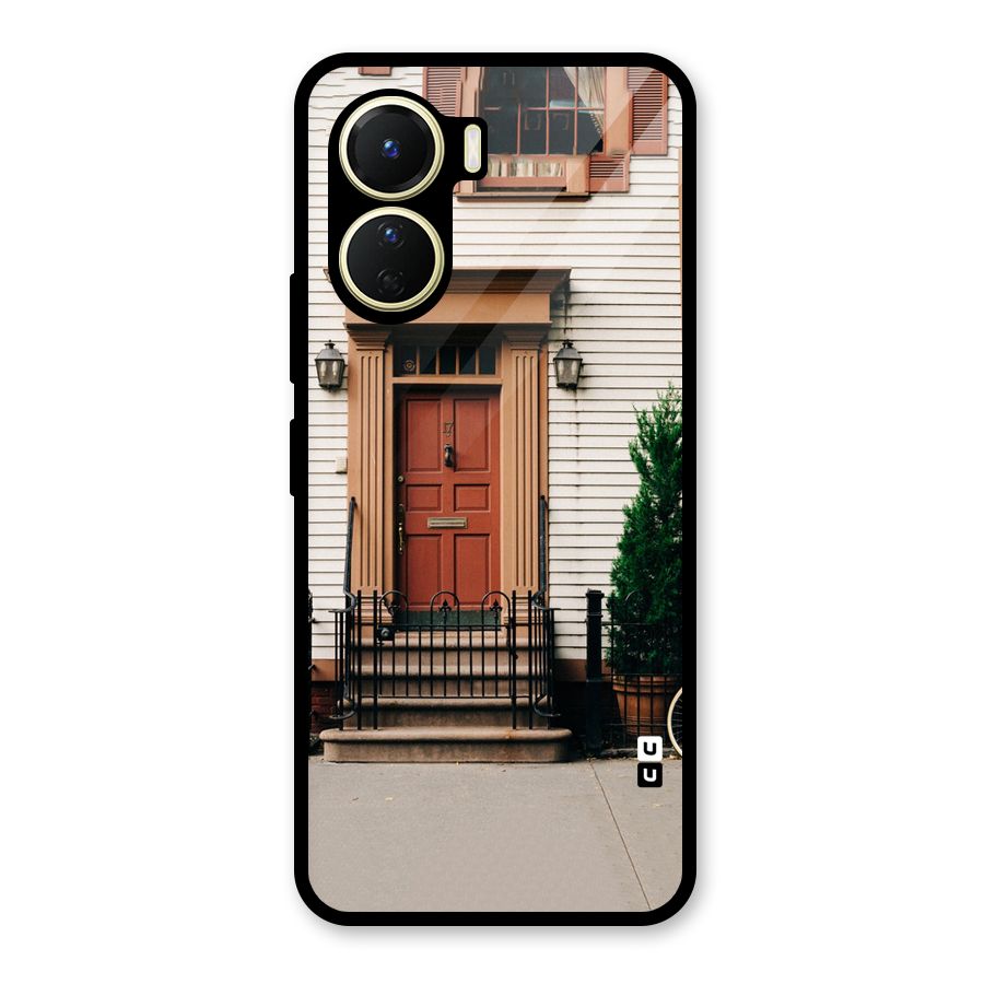 Pretty Orange Door Glass Back Case for Vivo Y16
