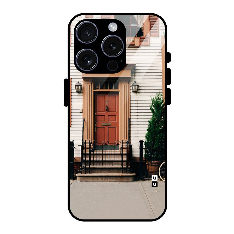 Pretty Orange Door Glass Back Case for iPhone 15 Pro