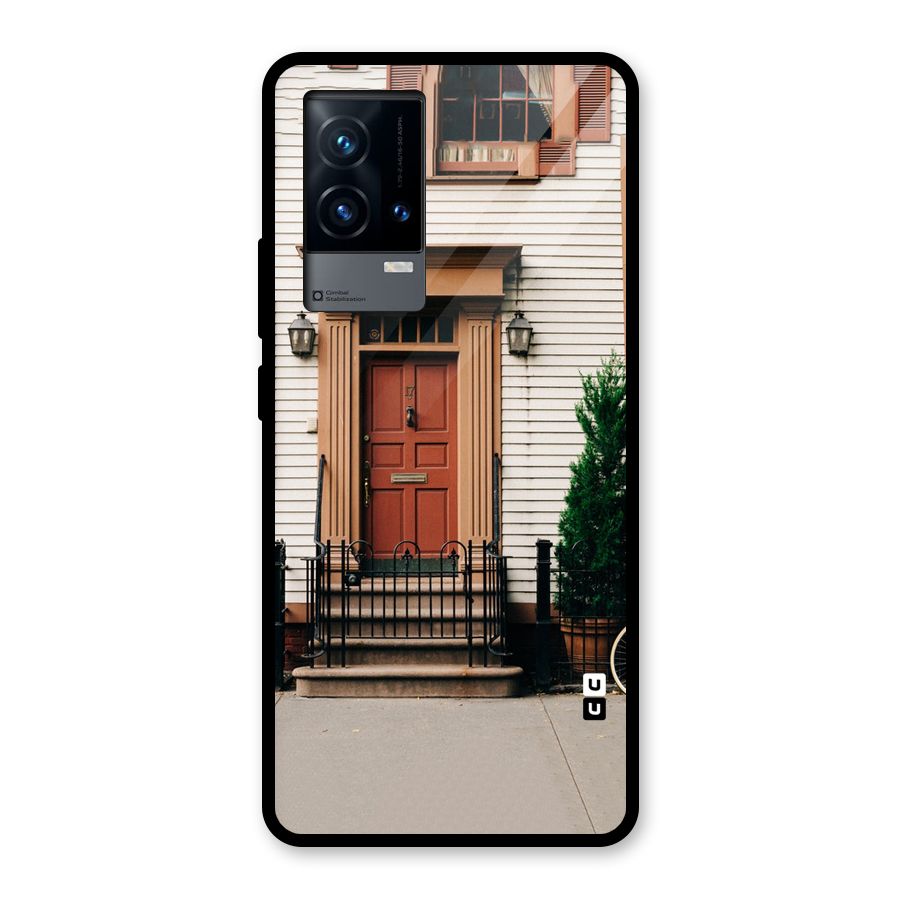Pretty Orange Door Glass Back Case for iQOO 9 5G