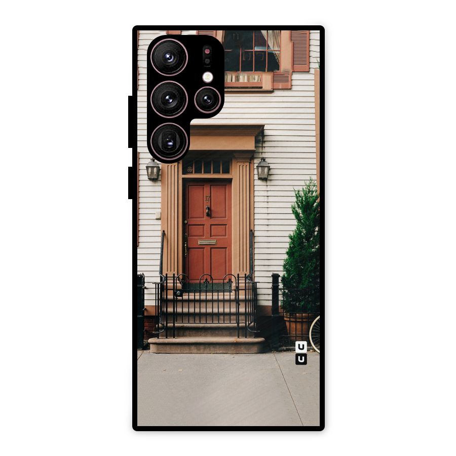 Pretty Orange Door Metal Back Case for Galaxy S22 Ultra 5G