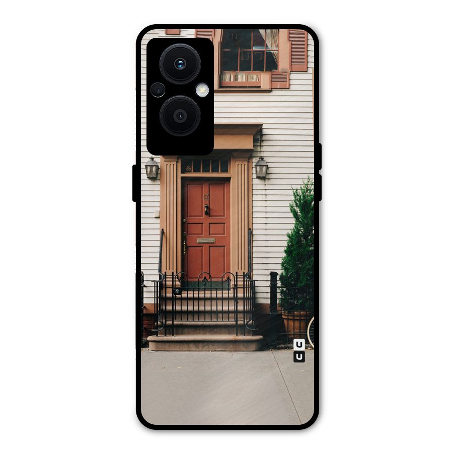 Pretty Orange Door Metal Back Case for Oppo F21 Pro 5G