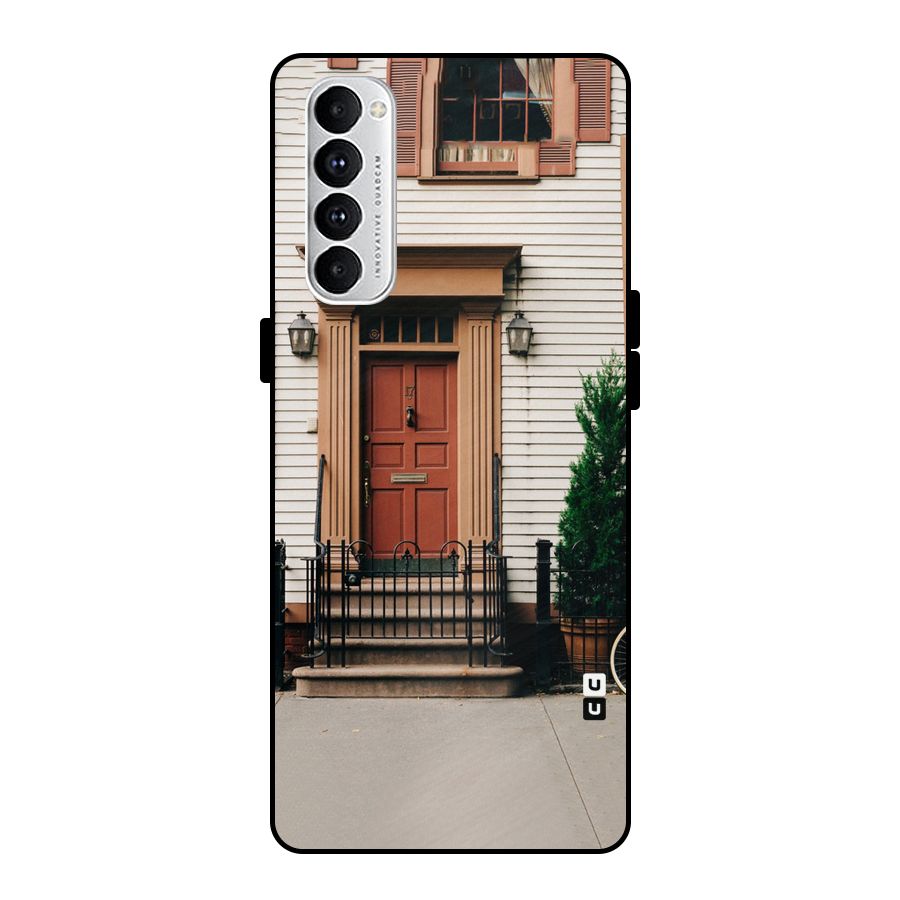 Pretty Orange Door Metal Back Case for Oppo Reno4 Pro