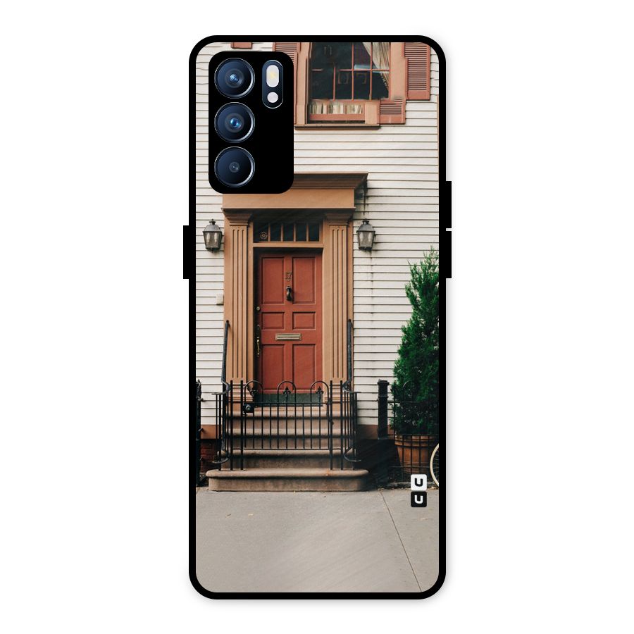 Pretty Orange Door Metal Back Case for Oppo Reno6 5G