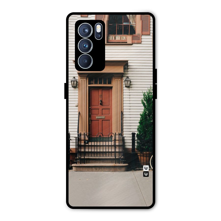Pretty Orange Door Metal Back Case for Oppo Reno6 Pro 5G