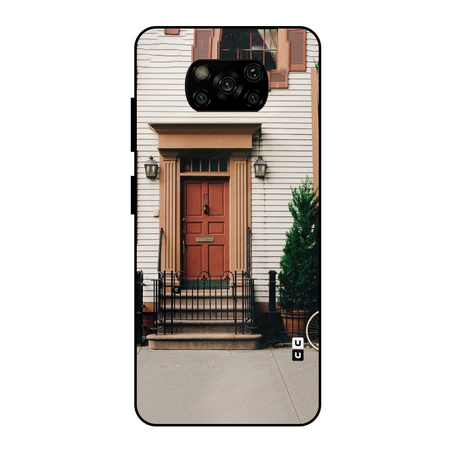 Pretty Orange Door Metal Back Case for Poco X3